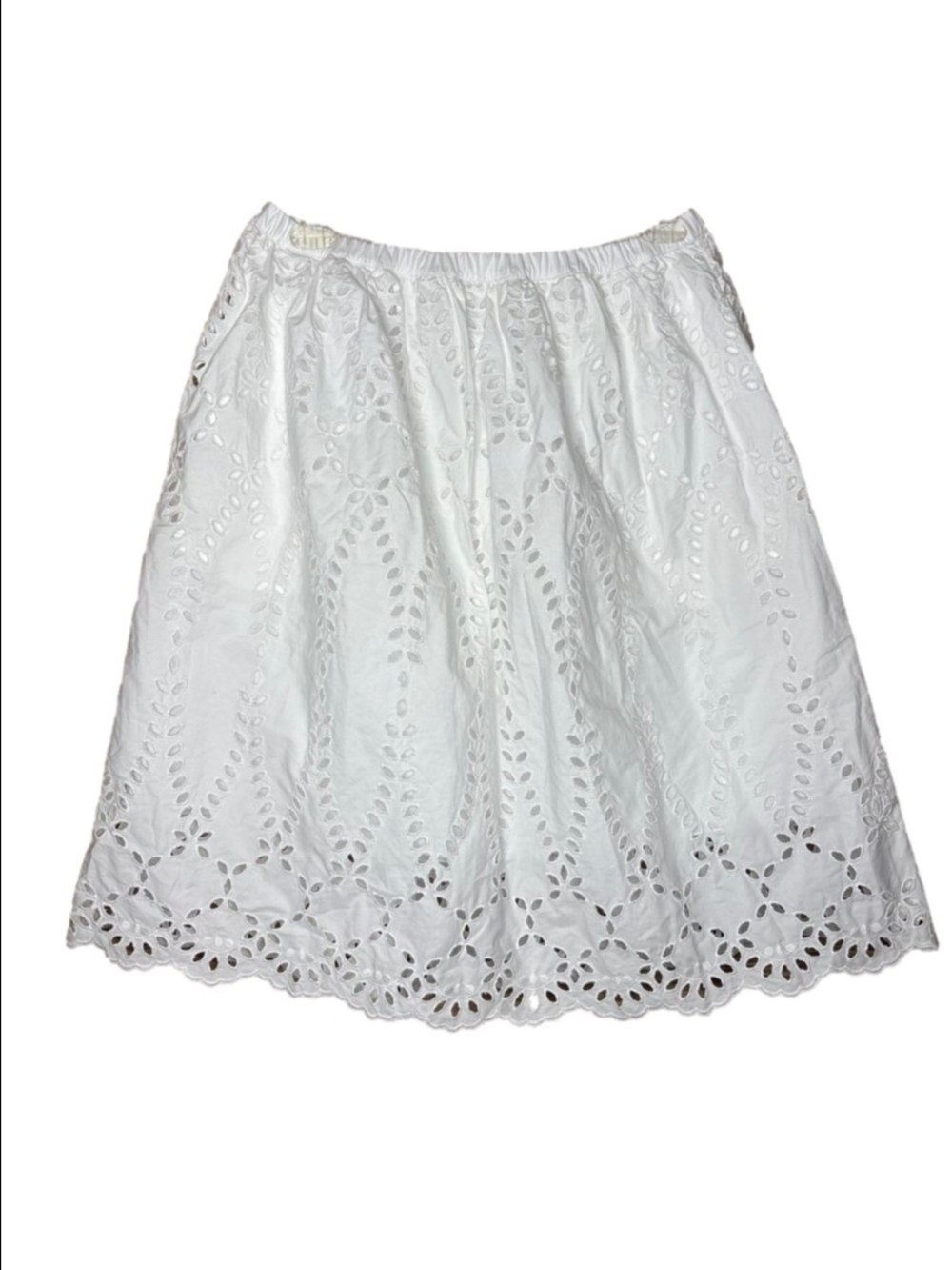 Frank & Eileen Gracie White Cotton Eyelet Midi Skirt Size Large - Picture 7 of 7